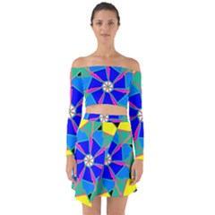 Mandala Wheel Pattern Ornament Off Shoulder Top With Skirt Set by Pakrebo