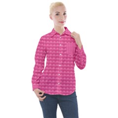 Abstract Background Card Decoration Pink Women s Long Sleeve Pocket Shirt