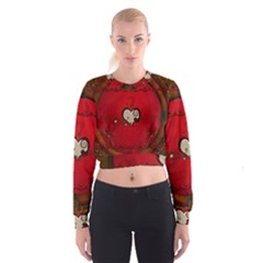 Beautiful Elegant Hearts With Roses Cropped Sweatshirt by FantasyWorld7