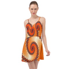 Fractal Rendering Spiral Twist Orange Summer Time Chiffon Dress by Pakrebo