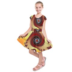 Fractal Rendering Spiral Twist Kids  Short Sleeve Dress by Pakrebo