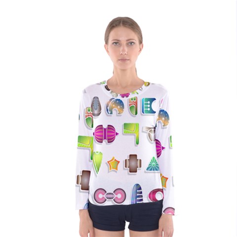 Shapes Abstract Set Pack Women s Long Sleeve Tee by Pakrebo