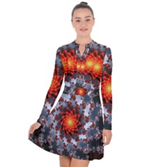 Fractal Spiral Rendering Curve Long Sleeve Panel Dress by Pakrebo