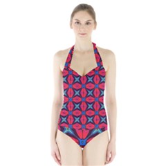 Seamless Wallpaper Digital Pattern Red Blue Halter Swimsuit by Pakrebo