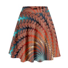 Fractal Spiral Abstract Design High Waist Skirt by Pakrebo