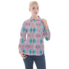 Seamless Wallpaper Pattern Women s Long Sleeve Pocket Shirt