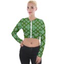 Symmetry Digital Art Pattern Green Long Sleeve Cropped Velvet Jacket View1