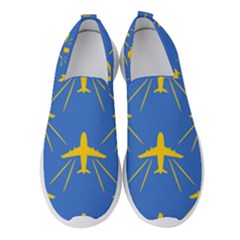 Aircraft Texture Blue Yellow Women s Slip On Sneakers by Pakrebo