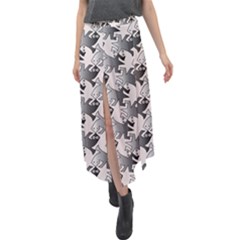 Seamless Tessellation Background Velour Split Maxi Skirt