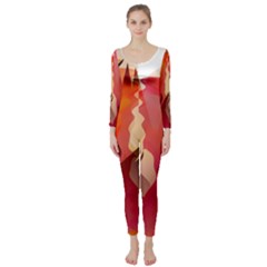 Fire Abstract Cartoon Red Hot Long Sleeve Catsuit by Pakrebo