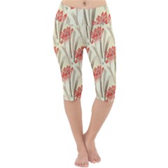 Flower Flora Leaf Wallpaper Lightweight Velour Cropped Yoga Leggings by Pakrebo