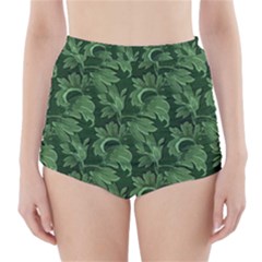 Leaf Flora Nature Desktop Herbal High-waisted Bikini Bottoms by Pakrebo