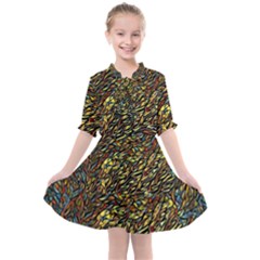 Flames Pattern Texture Gold Kids  All Frills Chiffon Dress