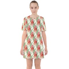 Seamless Background Vintage Sixties Short Sleeve Mini Dress