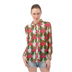 Floral Seamless Decorative Spring Long Sleeve Chiffon Shirt