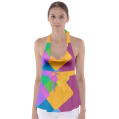 Geometry Nothing Color Babydoll Tankini Top