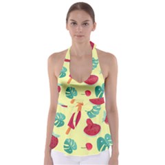 Watermelon Leaves Strawberry Babydoll Tankini Top