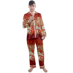 Abstract Flower Men s Satin Pajamas Long Pants Set