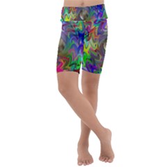 Rainbow Plasma Neon Kids  Lightweight Velour Cropped Yoga Leggings by HermanTelo