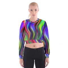 Lines Swinging Plasma Cross Cropped Sweatshirt by Bajindul