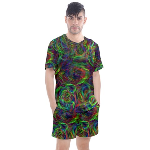 Plasma Shining Lines Light Stripes Men s Mesh Tee And Shorts Set by HermanTelo