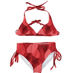 Leaf Design Leaf Background Red Kids  Classic Bikini Set