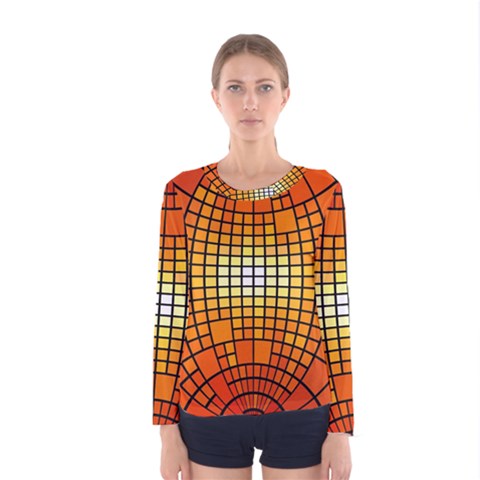 Pattern Background Rings Circle Orange Women s Long Sleeve Tee by Pakrebo