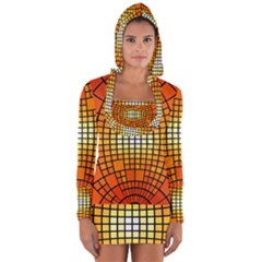 Pattern Background Rings Circle Orange Long Sleeve Hooded T-shirt by Pakrebo