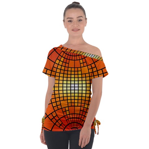 Pattern Background Rings Circle Orange Tie-up Tee by Pakrebo