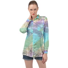 Abstract Lines Perspective Plan Long Sleeve Satin Shirt