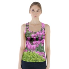 Late April Purple Tulip Racer Back Sports Top by Riverwoman