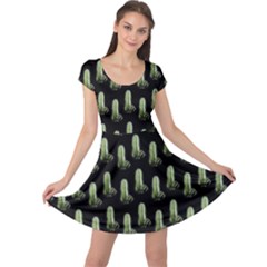 Cactus Black Pattern Cap Sleeve Dress by snowwhitegirl