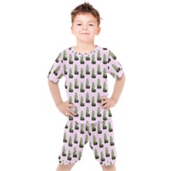 Cactus Pink Pattern Kids  Tee And Shorts Set by snowwhitegirl