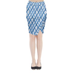 Geometric Overlay Blue Midi Wrap Pencil Skirt by Bajindul