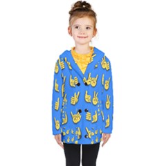 Emojis Hands Fingers Kids  Double Breasted Button Coat by Bajindul