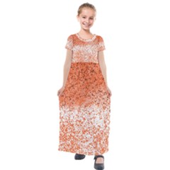 Scrapbook Orange Shades Kids  Short Sleeve Maxi Dress by HermanTelo