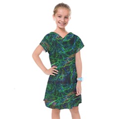 Shining Lines Light Stripes Kids  Drop Waist Dress by HermanTelo