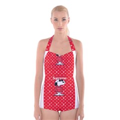 Snoop L Copy Boyleg Halter Swimsuit 