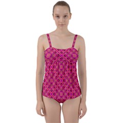 Pink Geometric  Twist Front Tankini Set by VeataAtticus