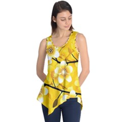 Floral Pattern Background Yellow Sleeveless Tunic