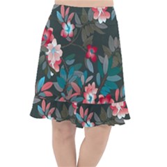 Floral Pattern Background Art Fishtail Chiffon Skirt