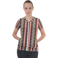 Zigzag Tribal Ethnic Background Short Sleeve Zip Up Jacket