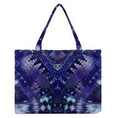 Blue Fractal Lace Tie Dye Zipper Medium Tote Bag by KirstenStar