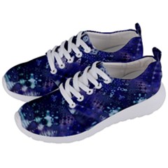 Blue Fractal Lace Tie Dye Men s Lightweight Sports Shoes by KirstenStar