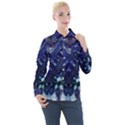 Blue Fractal Lace Tie Dye Women s Long Sleeve Pocket Shirt View1