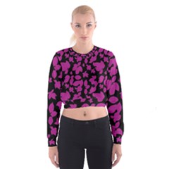 Dark Botanical Motif Print Pattern Cropped Sweatshirt by dflcprintsclothing