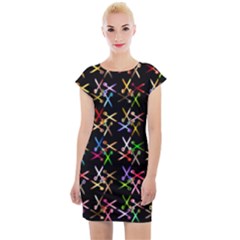 Scissors Pattern Colorful Prismatic Cap Sleeve Bodycon Dress by HermanTelo