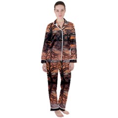 Aurora Sunset Sun Landscape Satin Long Sleeve Pyjamas Set