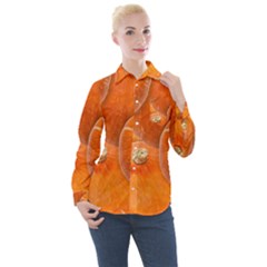 Pumpkin Halloween Fall Thanksgiving Women s Long Sleeve Pocket Shirt