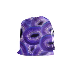 Sliced Kiwi Fruits Purple Drawstring Pouch (medium) by Pakrebo